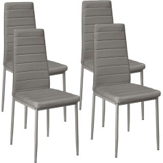 Huole Dining Room Chairs, Set of 4, Elegant Italian Design, Faux Leather Cover, Comfortable Upholstered Chair, Modern Kitchen Chair, Dining Room or Dining Table Chair (4 Pieces (Grey)