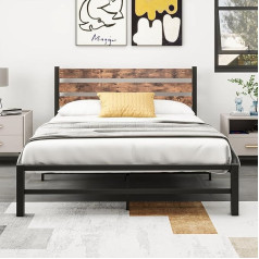 ‎Homerecommend HOMERECOMMEND Bed Frame Bed 120 x 200 cm Metal Bed with Headboard and Footboard Heavy Duty Metal Platform Bed Frame Solid and Stable Metal Slats Support