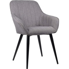 Aspect Set of 2 Modern Dining Chairs Grey Fabric Black Legs W61xD41xH85cm