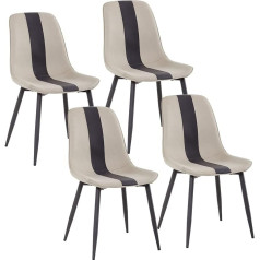 Mondeer Dining Room Chairs, Set of 4, Kitchen Chairs, Upholstered Chairs with Metal Legs, Modern Design, for Dining Room, Living Room, Reception Room, Office, W 48 x H 85 x D 40 cm, Beige