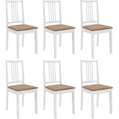 Festnight- Dining Room Chairs with Cushions Set of 6 Modern Dining Room Chairs Set of 6 Wooden Kitchen Chairs Dining Chairs Wooden Chair White and Cream Grey Solid Wood 40 x 49 x 88.5 cm