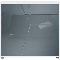Vladon Benny Sideboard, Made in Germany, Chest of Drawers with 2 Doors and 2 Drawers, Matte White / Grey High Gloss (79 x 74 x 36 cm)