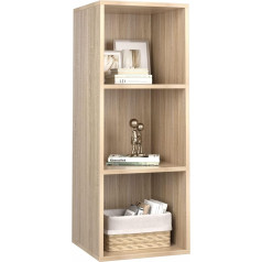 Fevarbord Bookcase with 3 Compartments, Bookcase, Standing Shelf, Office Shelf for Living Room, Study, 30 x 30 x 80 cm, Oak