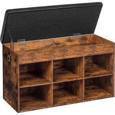 Hoobro Shoe Bench, Padded Bench, Shoe Rack with Storage Space Under Seat, Shoe Cabinet with 6 Open Compartments, Maximum Load 135 kg, for Entrance, Hallway, Living Room, Bedroom EBF80HX01