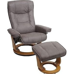 Mendler MCA Hamilton Recliner Chair, TV Chair, Stool, Fabric/Textile, 130 kg Load Capacity, Light Grey, Natural Brown