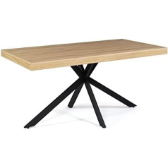 Idmarket - Esstisch, rechteckig, Alix, 8 Personen, Spinnenfuß, Holz und Schwarz, 160 cm