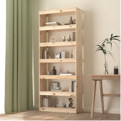 Homiuse Room Divider Shelf Brown Storage Cabinet 80 x 30 x 199.5 cm Children's Shelf Storage Shelf Wooden Shelf Office Shelf Wall Cube Shelf Storage Shelf DVD Shelf Easy to Assemble