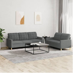 Lapooh 2-TLG. Sofagarnitur mit Kissen Dunkelgrau Stoff, Schlafsofa, Schlafcouch, Couch Mit Schlaffunktion, Sofa Bed, Relaxsofa, Sofas & Couches 3201307