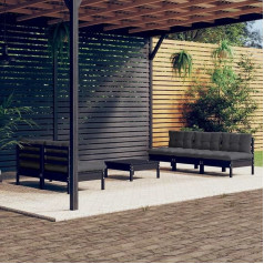 Camerina 6-TLG. Garten-Lounge-Set mit Anthrazit Kissen Gartenlounge Set Gartenlounge Outdoor GartenmöBel Lounge Set Sitzgruppe Mit Kissen Kiefernholz 3096092