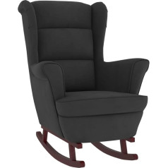 Vidaxl Rocking Chair with Solid Wood Rubber Legs, Relaxing Chair, Rocking Chair, Recliner Chair, Upholstered Chair, Black Velvet