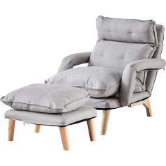 Tukailai Modern Recliner Chair with Footstool, Reclining Function, TV Chair with Stool, Wing Chair, Stressless Chair, Lounge Chair with Footrest, Upholstered Chair for Relaxed Reading Evenings (Grey)