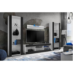 Komodee Tivoli Grande Living Room Wall Unit Black / White Width 250 cm x Height 159 cm x Depth 35 cm without LED for Living Room Bedroom