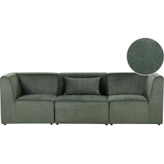 Beliani Modernes 3-Sitzer Modul Sofa mit Armlehnen Stoffbezug Cord grün Lemvig