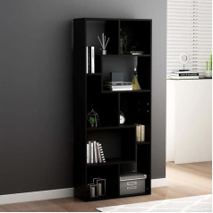 Wifese Bookcase 67 x 24 x 161 cm Cube Shelf Wooden Shelf Room Divider Shelves Storage Shelf Filing Shelf Tall Cabinet Shelf for Living Room Office Wood Material Black