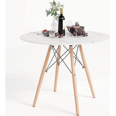 Niern Round Dining Table with MDF Top Marble Modern Kitchen Table for Dining Room Kitchen Home Office (Mable)