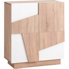Myoshome - Odin Oak and White Chest of Drawers, 80 x 89 x 36 cm, Entrance Furniture, Sideboards for Living Room, Entrance Area