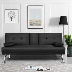 Yaheetech Sofa Bed for Max. 3 People Guest Bed Couch Sofa with Sleep Function Day Bed Sofa Bed Upholstered Sofa Bed Maximum Load 350 kg Black