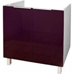Berlioz Créations Berlioz Creations CE8BA Spülenunterschrank für Küche, in auberginefarbenem Hochglanz, 80 cm, 100 Prozent französische Herstellung