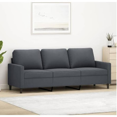 Willood 3-Seater Sofa, Lounge Sofa Couch with Armrests, Back Cushion, Living Room Sofa Design Sofa, Metal Frame, Seating Furniture, Three Seater, Dark Grey, 180 cm, Velvet