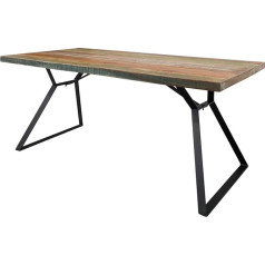 Massivmoebel24.De Table Reclaimed Wood 180 x 90 x 76 cm Multi-Coloured Varnished Industrial #13