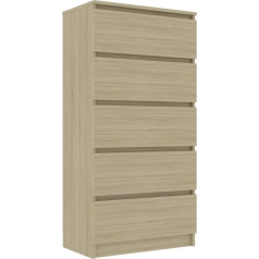 Vidaxl Sideboard with 5 Drawers, Chest of Drawers, Multi-Purpose Cabinet, Bedroom, Sonoma Oak, 60 x 35 x 121 cm, Wood Material