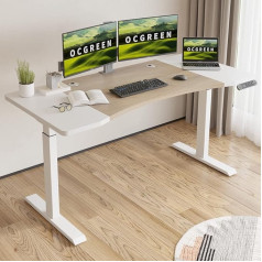 Ocgreen Electric Height-Adjustable Standing Desk, Splice Board, Home Office, Computer Standing Desk, Ergonomic Desk (Oak, 160 x 76 cm)
