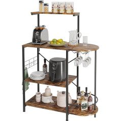 Bestier Kitchen Baker's Rack with Storage Space and Wine Glass Holder, Microwave Oven Stand, Usable Surface with Shelf, Kitchen Shelf Organiser, Coffee Bar Table