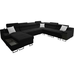 Mirjan24 Nadadu VIII Corner Sofa, U-Shape Corner Couch with Sleep Function, Bed Box, Adjustable Headrests, Lamp with USB Port, Bar Compartment, Uttario Ve. 2980 + Uttario Ve. 2973, Side: Left)