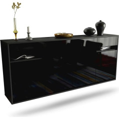Dekati Thornton Sideboard Hanging (180 x 77 x 35 cm) Body Anthracite Matt - Front High Gloss Black - Push to Open - Smooth Running Rails