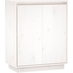 Vidaxl Sideboard with Doors, Chest of Drawers, Sideboard, Side Cabinet, Multi-Purpose Cabinet, Standing Cabinet, Wooden Cabinet, White, 60 x 34 x 75 cm, Solid Pine Wood