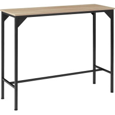 Tectake Narrow Bar Table, 120 x 40 x 100.5 cm, Industrial Design, MDF Table Top, Dining Table for Kitchen, Dining Room, Restaurant, Bar, Black Metal Frame (Industrial Light Wood, Sonoma Oak)