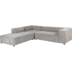 Ac Design Furniture Nohr Corner Sofa with Chaise Longue in Light Grey, Modern Modular Sofa for 4 People, W 281 x H 67 x D 250 cm