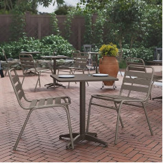 Flash Furniture Mellie 69.9 cm Square Aluminium Table for Indoor and Outdoor Use with Base, Stainless Steel, Bronze, 23.5 Inch Square