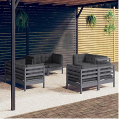 Guyana 8-TLG. Garten-Lounge-Set mit Anthrazit Kissen Gartenlounge Set Gartenlounge Outdoor GartenmöBel Lounge Set Sitzgruppe Mit Kissen Kiefernholz 3096060