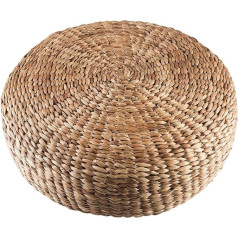 Wohnfreuden Bruno Seat Pouf Made of Water Hyacinth 55 x 55 x 21 cm Natural Stool