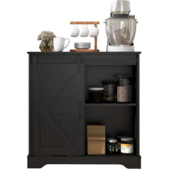 Panana Sideboard, Kitchen Cabinet with Sliding Door and Adjustable Shelf, Storage Cabinet for Kitchen, Living Room, Dining Room (Black)