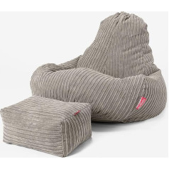 Lounge Pug - Gaming Bean Bag Chair with Stool - Cord Mink Colour - Ultra Lux - Bean Bag Chair