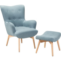 Beliani Vejle Elegant Soft Padded Armchair with Practical Stool in Light Blue