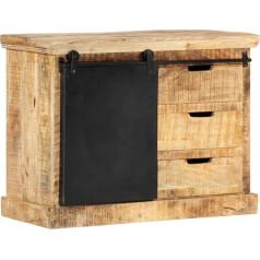 Vidaxl Mango Wood Solid Sideboard with 3 Drawers 1 Sliding Door Sideboard Chest of Drawers Multi-Purpose Cabinet Standing Cabinet Side Cabinet 80 x 30 x 60 cm