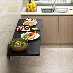 Kddeon Floating Folding Wall Table, Wooden Wall Table, Multifunctional Computer Desk, Workbench, Dining Table, for Office Home, 18 Sizes, with Stand and Screws, Black (100 x 40 cm/39 x 16 in)