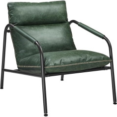 ‎Vasagle VASAGLE EKHO Collection - Lounge Chair, Armrest Chair with Metal Frame, Faux Leather, with Stitching, Mid-Century Modern Style, for Living Room, Bedroom, Study, Lounge, Forest Green LAC014C01