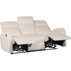 Beliani Verdal Electrically Adjustable 3-Seater Sofa Velvet White Cream with Relaxing Function