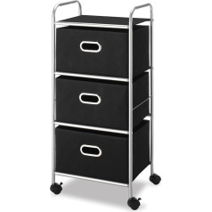 Whitmor 6705-3871-BLK-BB Three Drawer Cart with Black Polypropylene Drawers