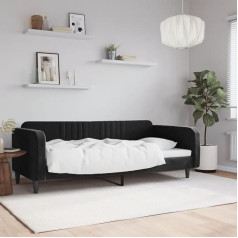 Rantry Tagesbett Couchbett Einzelbett Schlafsofas Bettsofa Loungesofa Polstersofa Sitzersofa Sofa Couch Gästebett für Wohnzimmer Gästezimmer Schwarz 90x200 cm Samt