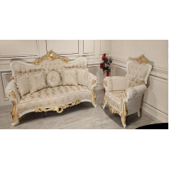 Jv Möbel Luxury Group Sofa Set 3 + 1 Seater Fabric Sofa Armchair Baroque