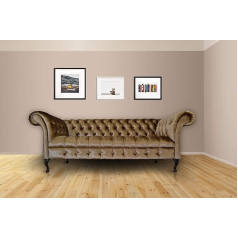 Jvmoebel Chesterfield Sofa Upholstery Leather Couchen Sofa Set Textile Three-Seater New 5