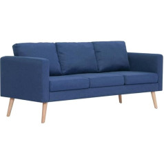 Vidaxl 3-Seater Sofa with Back Cushion Seat Cushion Design Upholstered Sofa Lounge Sofa Couch Lounge Fabric Sofa Seating Furniture Living Room Fabric Wooden Frame Blue