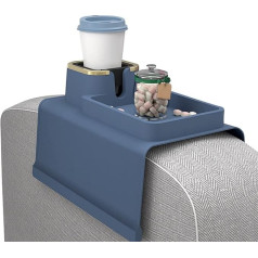 THREMA Auto-Couch-Tablett, Couch-Tablett Mit Getränkehalter, Auslaufsicherer Und Rutschfester Silikon-Armlehnen-Getränkehalter-Anzug, Für Snacks, Fernbedienung Und Handy-Organizer-Halter