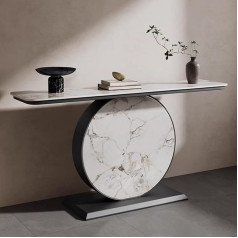 Isolay Black Console Table, Rock Plate Entrance Table, Narrow Sofa Table with Round Metal Base, Modern Accent Table Entrance Table for Entrance, Living Room, Foyer (Color : Style 1, Size : 120x30x