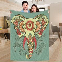 Ririx Überwurfdecke mit Elefantenmotiv, für Bett, Couch, Sofa, Stuhl, Camping und Reisen, leichte Decke, groß (203 x 152 cm)